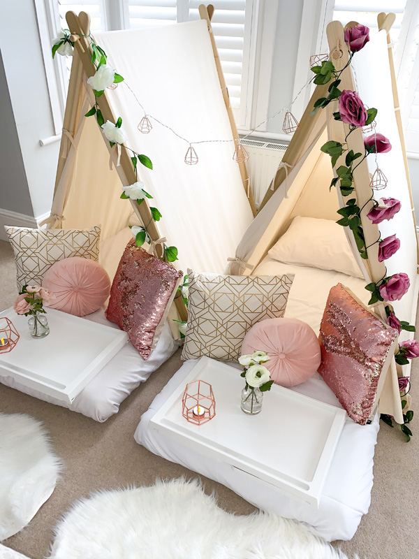 Rose Gold Themed Teepee party Hire