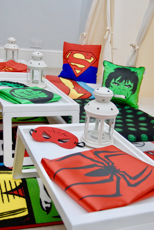 Super Heroes Temed Teepee party Hire